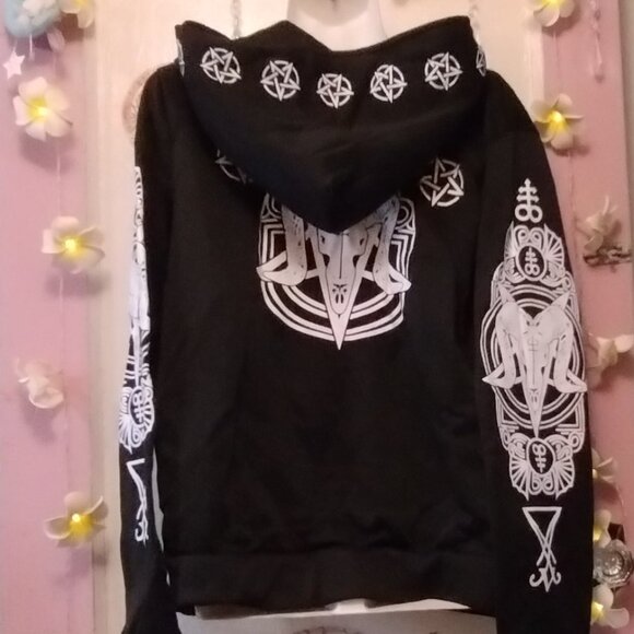Source Unknown Sweaters - Baphomet Wiccan Symbols Hoodie Gothic Pentagram Witchcraft Pagan Hooded Jacket
